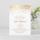 Imitate Goldene Foil Confetti Bat Mitzvah Einladun Einladung (Stehend Vorderseite)