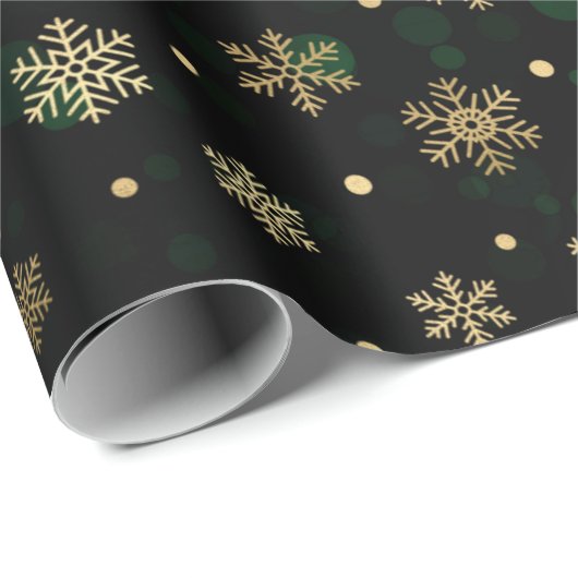 Imitate Goldene Foil Winter Schneeflocken & grüner Geschenkpapier (Rolleneckpunkt)