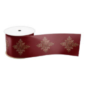 Imitate Goldene Foilschneeflocke auf Rot (nicht ec Satinband (Spule)