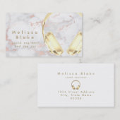 Imitate goldene Kopfhörer auf Marmor Visitenkarte (Vorne/Hinten)