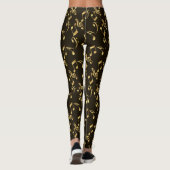 Imitate goldene Musiknoten auf braunschwarz Leggings (Rückseite)