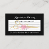 Imitate Goldene Schere Rosa Blumenhaar Ernennung Terminkarte (Rückseite)