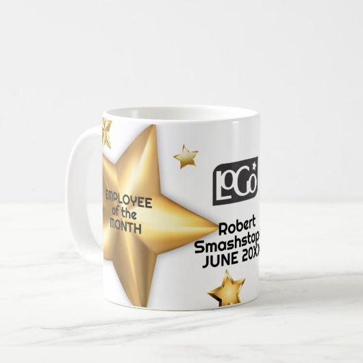 Imitate goldene Sterne Angestellter des Monats Kaffeetasse (Vorderseite Links)