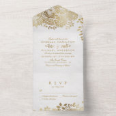 Imitate Goldene Vintage Hochzeit All In One Einladung (Innen Boden)