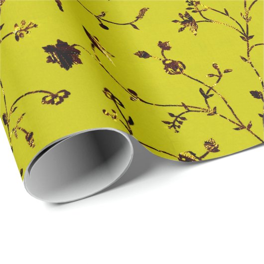 Imitate Goldenen Fell Blumenstrauch Blume Geschenkpapier (Rolleneckpunkt)