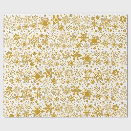 Imitate Goldener Fossil und weiße Schneeflocken Ur Geschenkpapier (Flach)