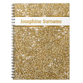 Imitate Goldener gelber Glitzer Textur & Benutzerd Notizblock