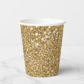 Imitate Goldener gelber Glitzer Textur & Benutzerd Pappbecher (Rückseite)