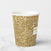 Imitate Goldener gelber Glitzer Textur & Benutzerd Pappbecher (Rechts)