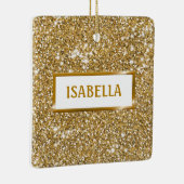 Imitate Goldener gelber Glitzer Textur mit Namen Keramikornament (Rechts)