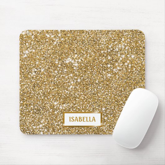 Imitate Goldener gelber Glitzer Textur mit Namen Mousepad (Mit Mouse)