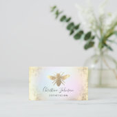 IMITATE goldenes Bienenlogo auf Pastellfarben Visitenkarte (Stehend Vorderseite)