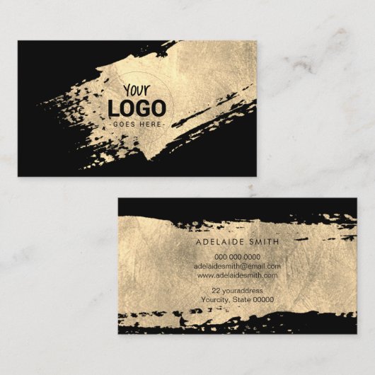 Imitate goldenes Farbenlogo auf schwarz Visitenkarte (Vorne/Hinten)