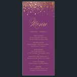 Imitate Goldenes Foil Confetti Dots Lila Menü Menükarte<br><div class="desc">Elegante Menükarte mit goldenen Punkten aus Imitaten auf lila Hintergrund. Das ist Teil einer Hochzeitssuite. Weitere Farben und passende Elemente sind verfügbar. Bitte beachten Sie,  dass keine Folie auf dem Endprodukt vorhanden ist.</div>