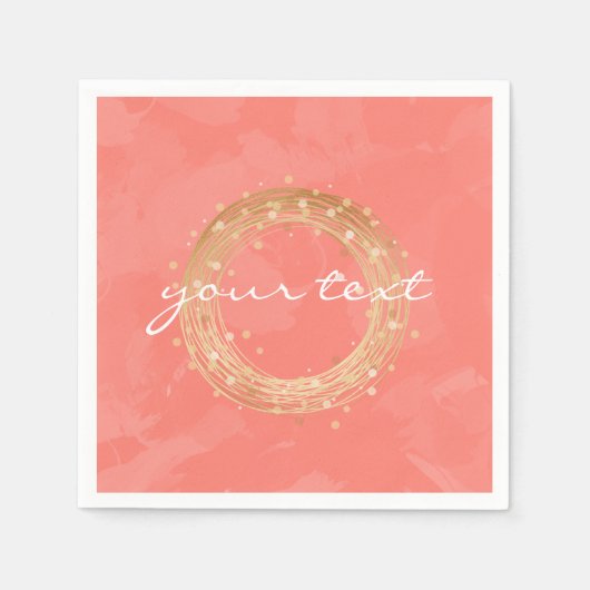 Imitate, goldfarben, rosa Pinselstriche Serviette (Vorderseite)