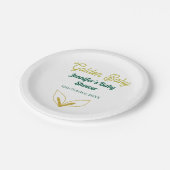 Imitate goldfarbene grüne Walddusche verzauberte B Pappteller (Schrägansicht)