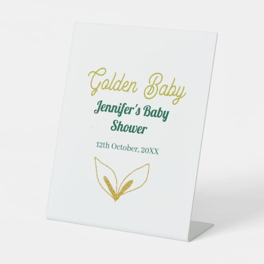 Imitate goldfarbene grüne Walddusche verzauberte B Sockelschild (Vorderseite)