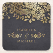 Imitate goldfarbene Vintage Hochzeit Rechteckiger Pappuntersetzer (Vorderseite)