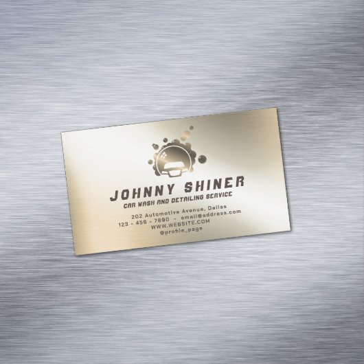 Imitate goldfarbenes Auto-Waschlogo Magnetische Visitenkarte (Beispiel)
