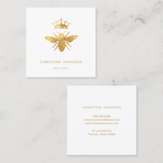 Imitate, goldfarbenes Logo Quadratische Visitenkarte (Vorne/Hinten)