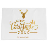 Imitate Goldfoil Hirsch Frohe Weihnachten Personal Große Geschenktüte (Vorderseite)