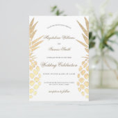 Imitate Goldfolie Ananas Hochzeit Einladung (Stehend Vorderseite)