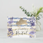 IMITATE Goldfolie auf indigoblaue Blume Einladung (Stehend Vorderseite)