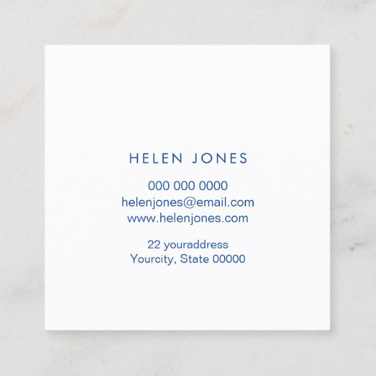 IMITATE Goldfolie auf klassisch blaue Aquarellfarb Quadratische Visitenkarte (Rückseite)