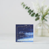 IMITATE Goldfolie auf klassisch blaue Aquarellfarb Quadratische Visitenkarte (Stehend Vorderseite)