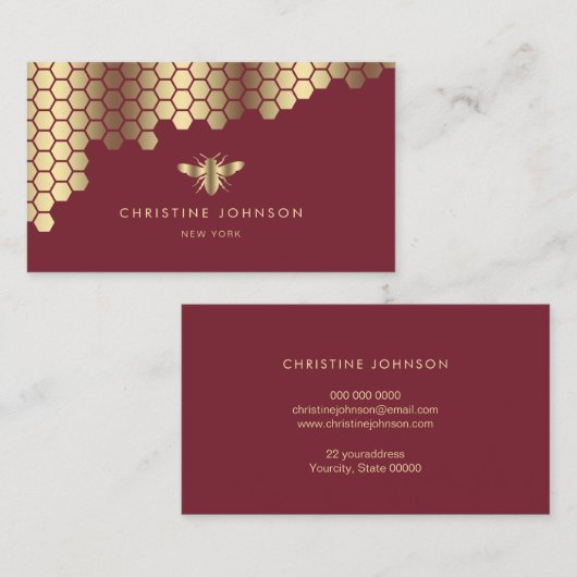 Imitate Goldfolie bedeckt dunkelrot Visitenkarte (Vorne/Hinten)