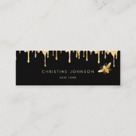 Imitate Goldfolie Biene und Honig auf schwarzem Hi Mini Visitenkarte