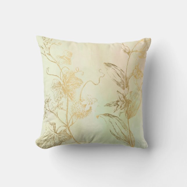 Imitate Goldfolie botanische Blätter Vintag schick Kissen (Vorderseite)