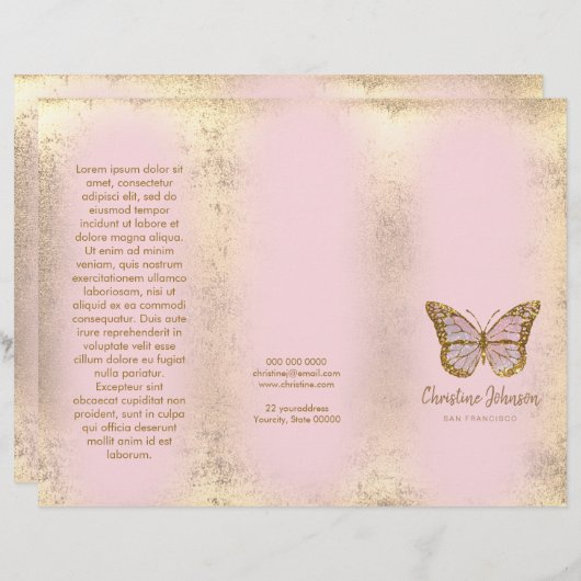 Imitate Goldfolie-Design Rosa Schmetterlingsbrosch (Vorne/Hinten)