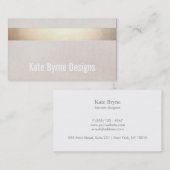 Imitate Goldfolie gestreift Elegant Moderne Beige Visitenkarte (Vorne/Hinten)
