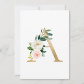 Imitate Goldfolie Letter A Blush Floral Monogram Einladung (Vorderseite)