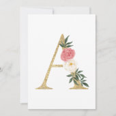 Imitate Goldfolie Letter A Blush Floral Monogram Einladung (Vorderseite)
