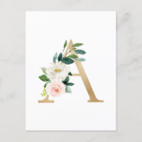 Imitate Goldfolie Letter A Blush Floral Monogram