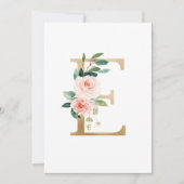 Imitate Goldfolie Letter E Blush Floral Monogramm Einladung (Vorderseite)