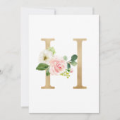 Imitate Goldfolie Letter H Blush Floral Monogramm Einladung (Vorderseite)