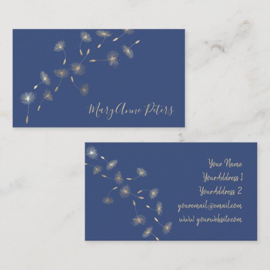 Imitate Goldfolie leuchtet auf blauem Hintergrund Visitenkarte (Vorne/Hinten)
