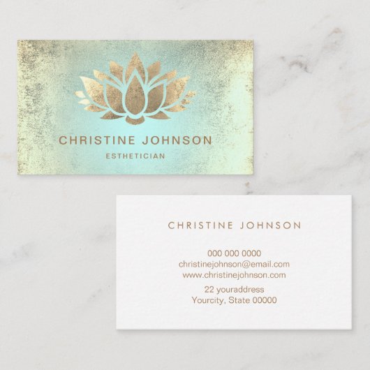 Imitate Goldfolie Lotus auf türkischem Farbverlauf Visitenkarte (Vorne/Hinten)