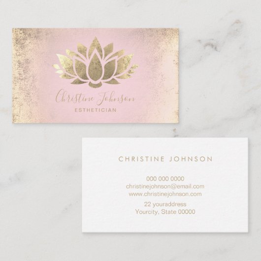 Imitate Goldfolie Lotus in rosa Farbverlauf Visitenkarte (Vorne/Hinten)