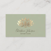 Imitate Goldfolie Lotus Logo auf Salbei grün Visitenkarte (Vorderseite)