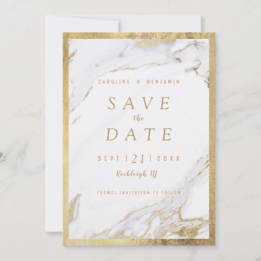 Imitate Goldfolie Marmor Luxus modern Save the Dat Date (Vorderseite)