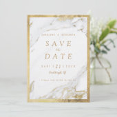 Imitate Goldfolie Marmor Luxus modern Save the Dat Date (Stehend Vorderseite)