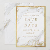 Imitate Goldfolie Marmor Luxus modern Save the Dat Date (Vorne/Hinten)