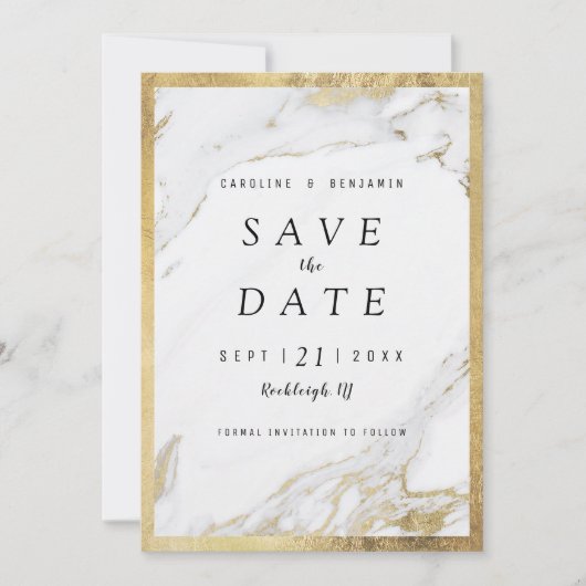 Imitate Goldfolie Marmor Luxus modern Save the Dat Date (Vorderseite)