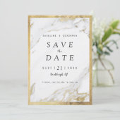 Imitate Goldfolie Marmor Luxus modern Save the Dat Date (Stehend Vorderseite)
