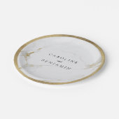 Imitate Goldfolie Marmor Luxus moderne Hochzeit Pappteller (Schrägansicht)