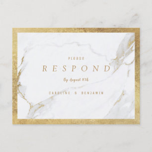 Imitate Goldfolie Marmor Luxus moderne Hochzeit RS Einladungspostkarte